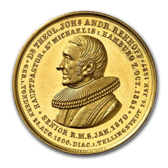 1876 German States Hamburg Gold Bankportugaleser MS-63+* NGC 1876 German States Hamburg Gold Bankportugaleser MS-63+* NGC